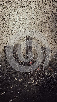 rain in the city in the afternoon