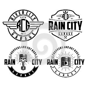 Rain city garage logo vector