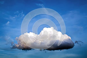Rain cloud on blue sky closeup background