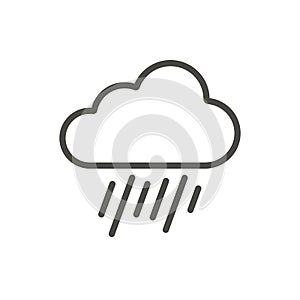 Rain cloud icon vector. Line raindrop symbol.