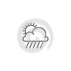 Rain cloud and sun line icon vector