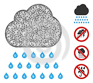 Rain Cloud Web Vector Mesh Illustration