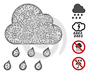 Rain Cloud Web Vector Mesh Illustration