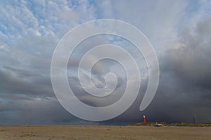 Rain clouds approaching lighthouse