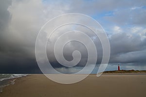 Rain clouds approaching lighthouse