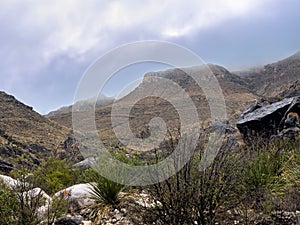 Rain Clouds Cling To the Peaks Of Sierra Del Caballo Muerto Mountains In Big Bend