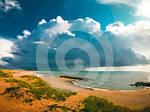 Rain clouds over the sea