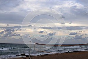 Rain clouds in the sky over the Mediterranean Sea.