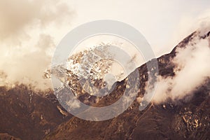 Rain clouds on the top of Alps mountain