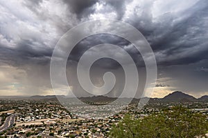 Rain and dark storm clouds