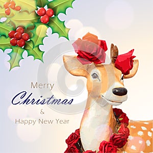 Rain deer, merry christmas and happy new year