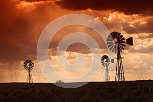 Rain in the dessert at sunset