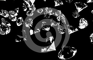 Rain diamonds thrown on black background