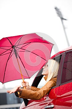 Rain Down On Me - Woman And Her New Car