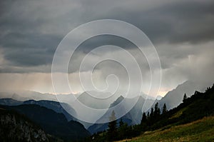 rain downpour at Berchtesgaden national park, Germany