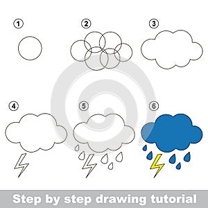 Rain. Drawing tutorial. photo