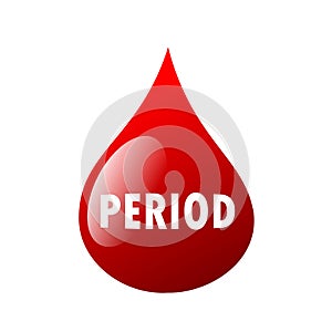 Rain drop as symbol, sign and pictogram of period, menstruation and mentrual cycle.