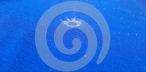 Rain drop on blue surface