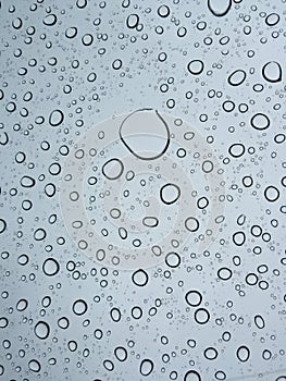 Rain drop on the glass, gray bubble