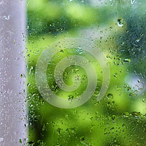 Rain drop on old window