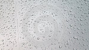 Rain droplets on window or glass.