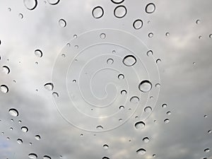 Rain drops on car front window