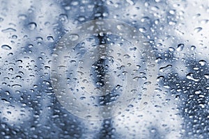 Rain drops car window glass background