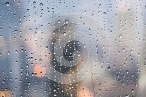 Rain Drops On Clear Glass