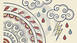 Rain Drops And Clouds Pattern Vector Art, vector design Generative AI