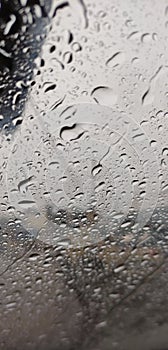 Rain drops falling to windshield