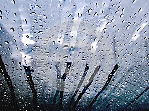 Rain drops flow window