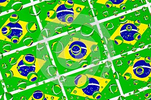 Rain drops full of Brazilian flags