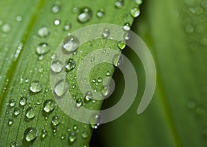 Rain drops on a leaf.