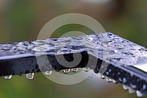 Rain drops on metal photo