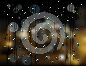 Rain drops night city