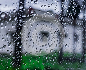 Rain drops over windshield