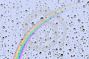 Rain drops and rainbow