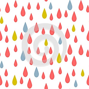 Rain drops seamless vector pattern.
