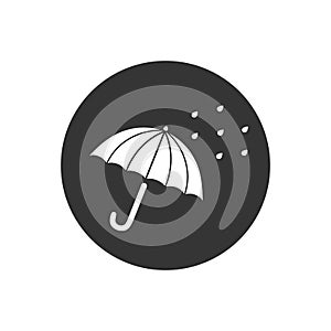 Rain drops umbrella icon. Vector in flat style