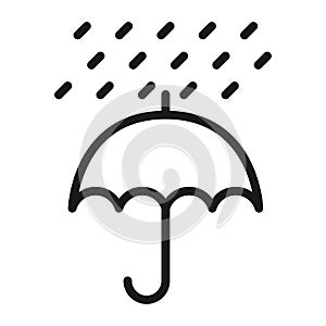 Rain drops umbrella line icon. Drops of rain vector illustration