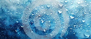 Rain Drops on Window, Blue Sky Background