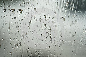 Rain drops on a window. Blurred background. Close up