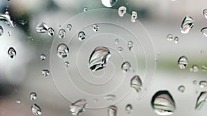 Rain drops on window. Bubbles on glass