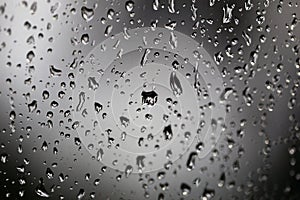 Rain drops on window outside