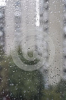 Rain drops on window pane