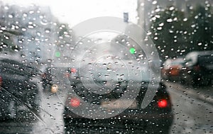 Rain drops on windshield