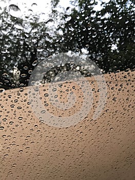 Rain drops on the windshield