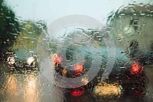 Rain drops on windshield
