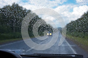 Rain drops on the windshield