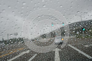 Rain drops on the windshield